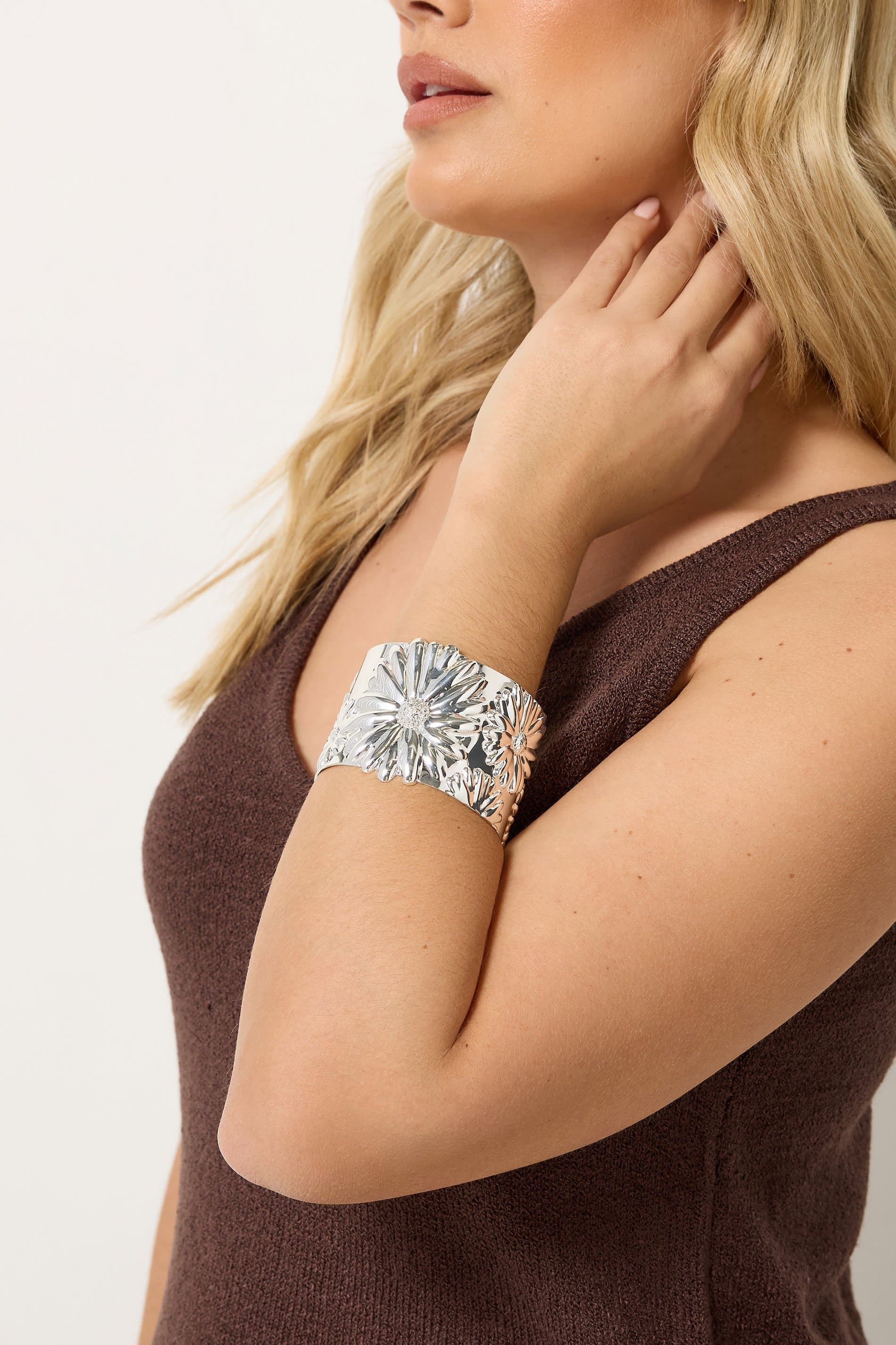 Yours Silver Tone Daisy Cuff Bracelet
