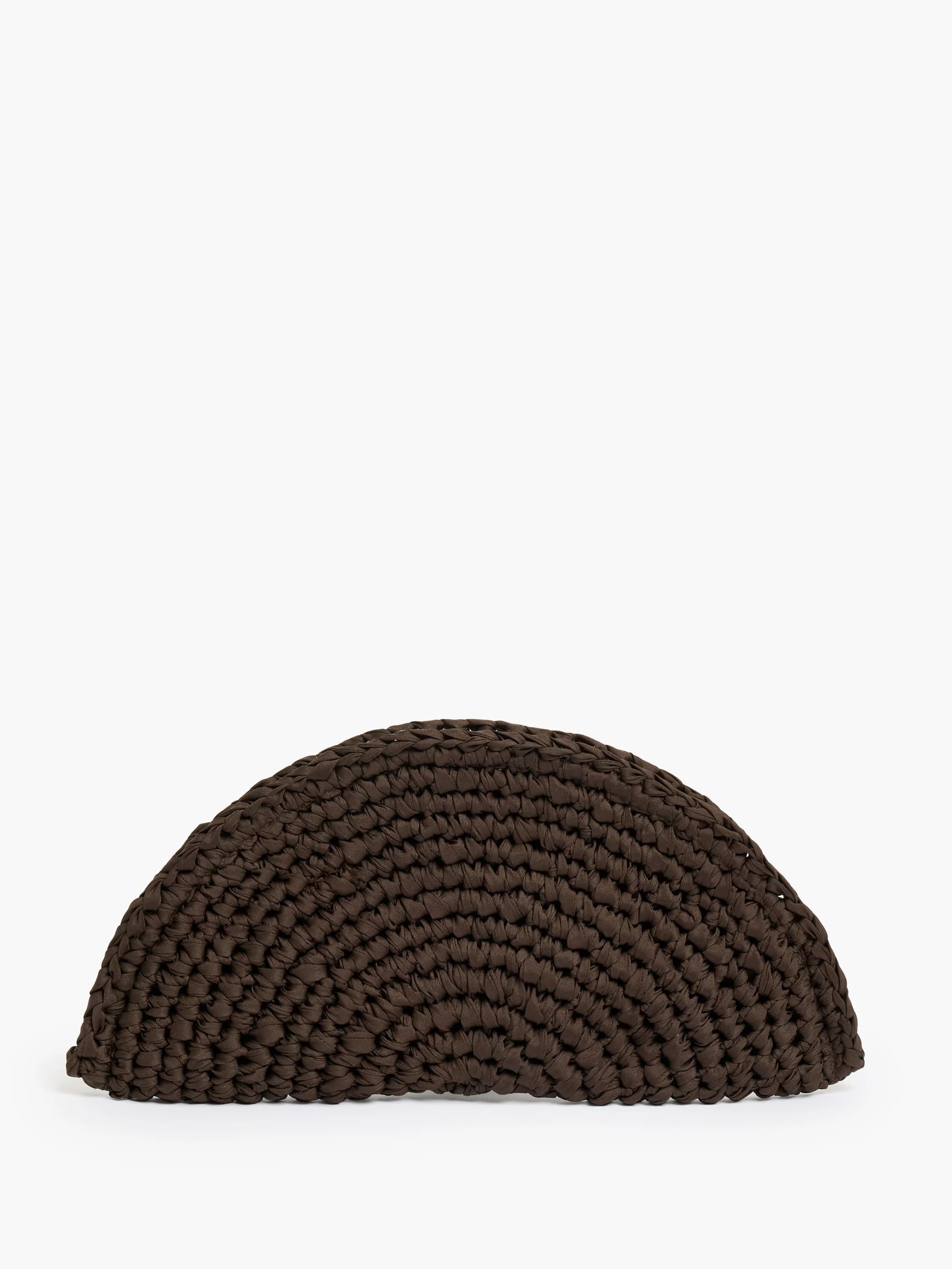 French Connection French Connection Espresso Brown Ribbon Crochet Clutch Bag