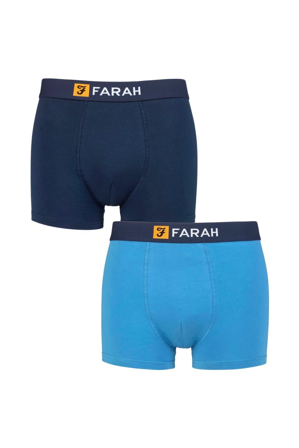 Farah FARAH Men's Mens 2 Pack Plain Cotton Classic Fitted Trunks in Navy