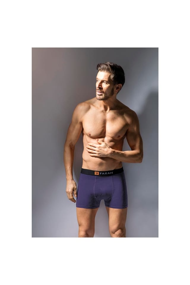 Farah FARAH Men's Mens 2 Pack Plain Cotton Classic Fitted Trunks in Navy - 3