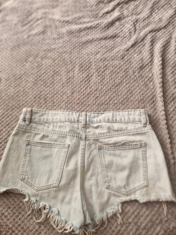 ASOS Light Blue Denim High-Waisted Cropped Shorts