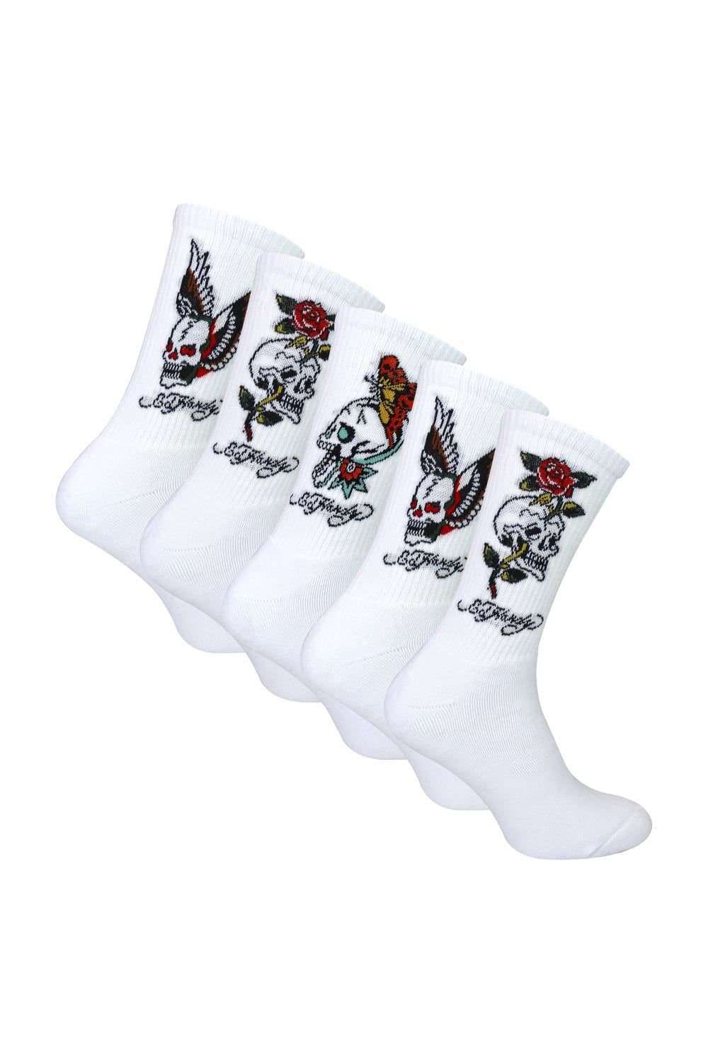 Ed Hardy Ed Hardy Men's 5 Pairs Crew Socks - Breathable Novelty Patterned