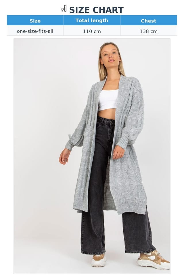 Love Lace Love Lace Women's Long Sleeve Cardigan With Pockets in Grey - 2