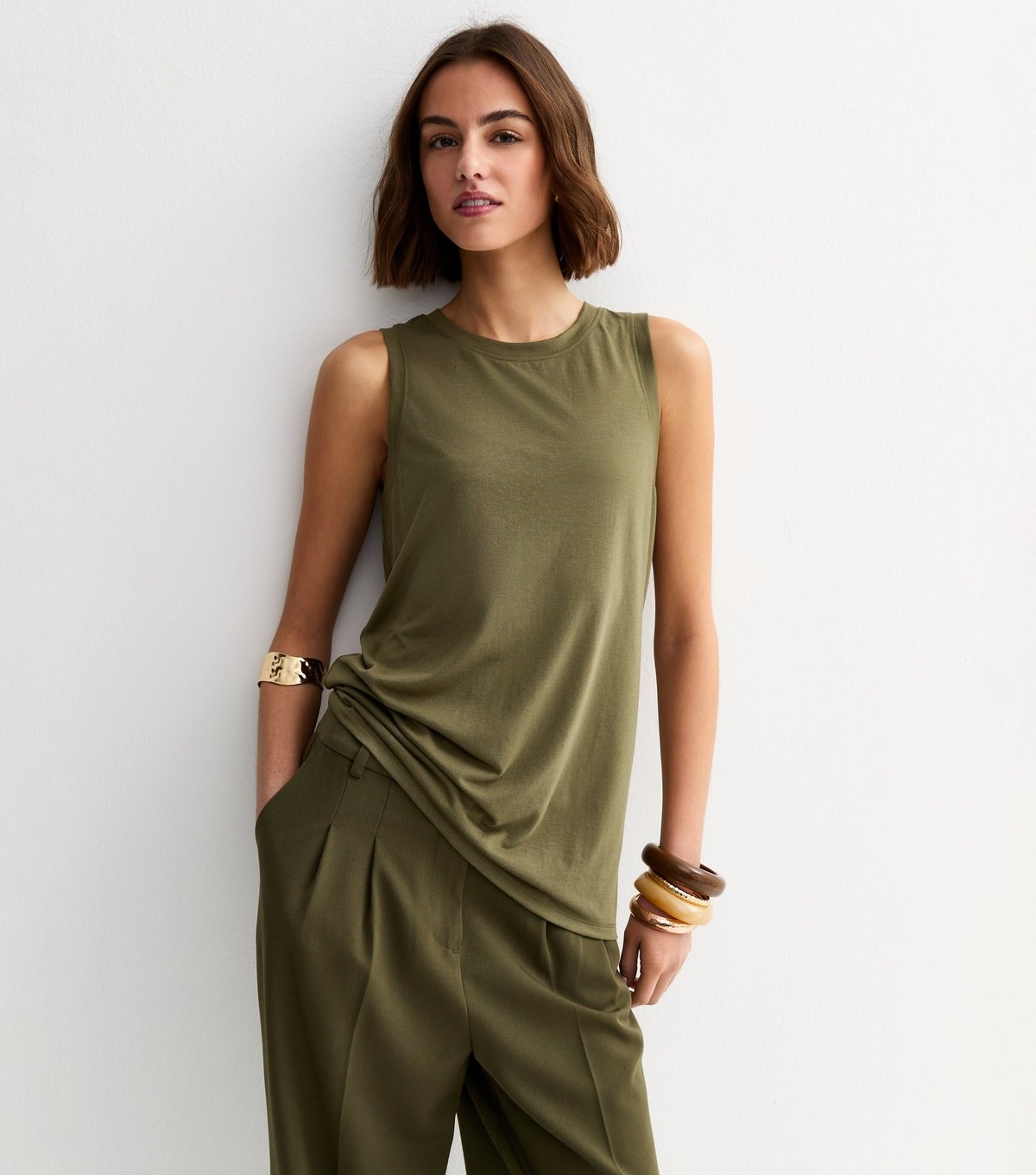 New Look Women's Dark Khaki Relaxed Fit Vest New Look - 2