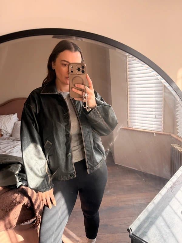 ASOS ASOS design brown leather jacket