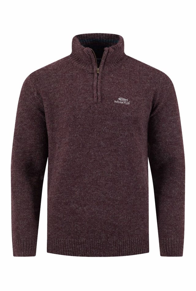 Weird Fish Weird Fish Men's Altwood 1/4 Zip Jumper in Aubergine - 2