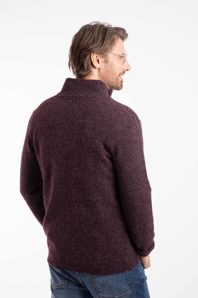 Weird Fish Weird Fish Men's Altwood 1/4 Zip Jumper in Aubergine - 3