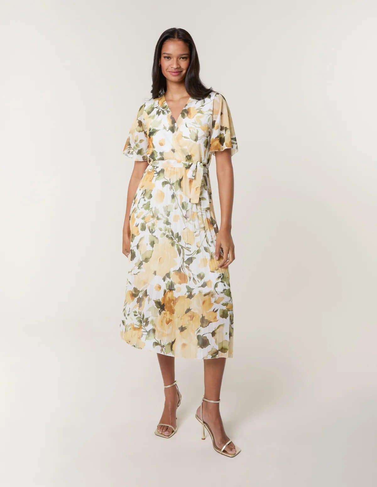 Blue Vanilla Short Sleeve Wrap Pleat Dress