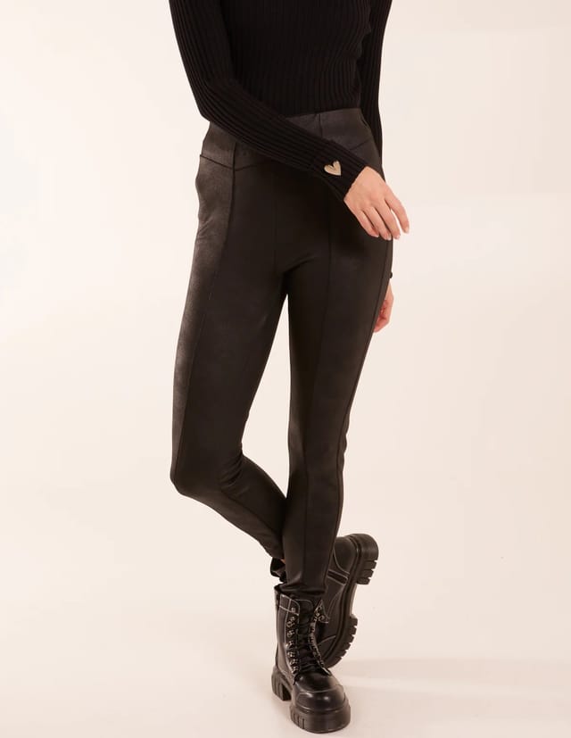Blue Vanilla Seam Detail PU Leather Look Leggings - 2