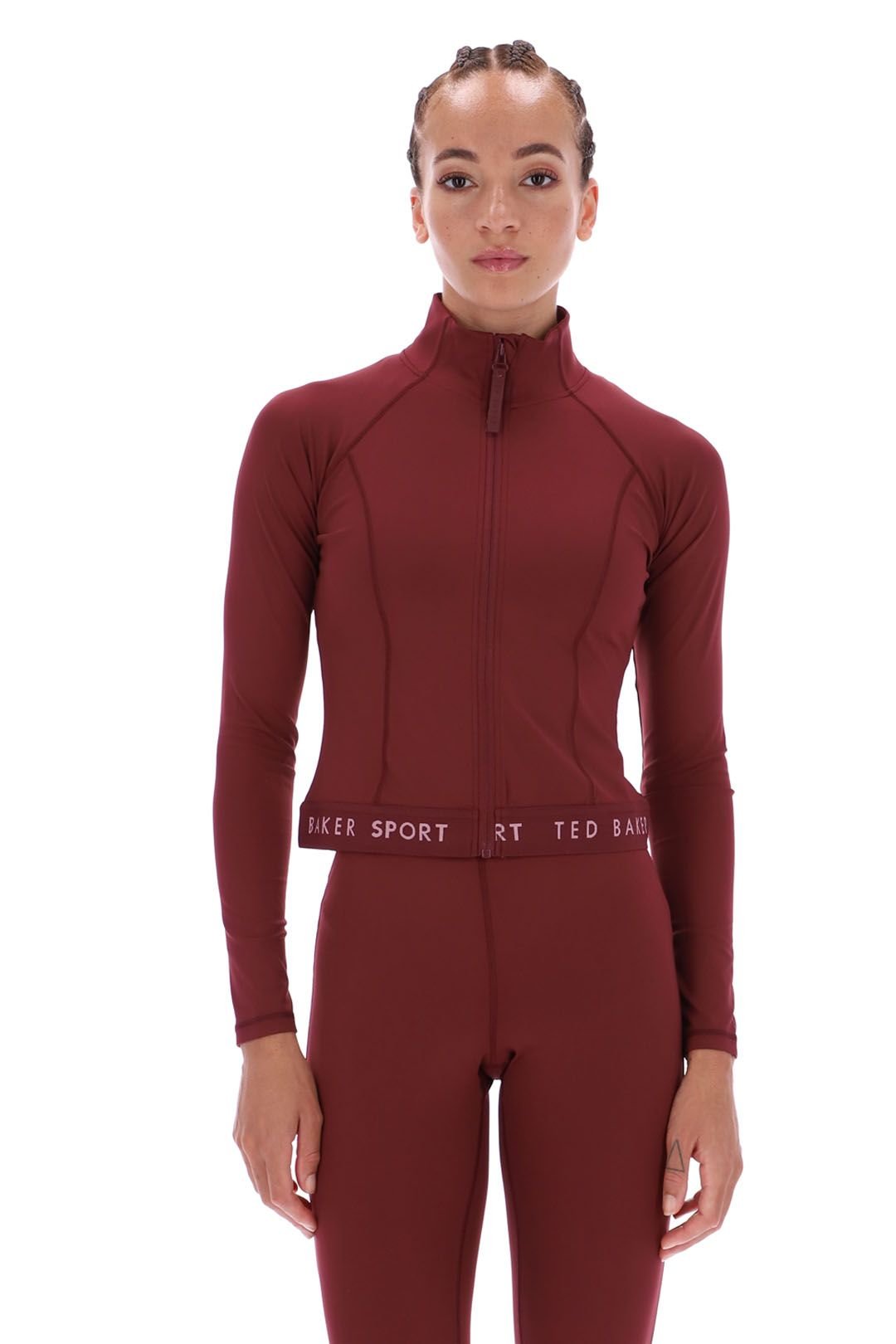Ted Baker Ted Baker Women's Tb Sport Maria Essentials Cropped Zip-Up Jacket Burgundy - 1