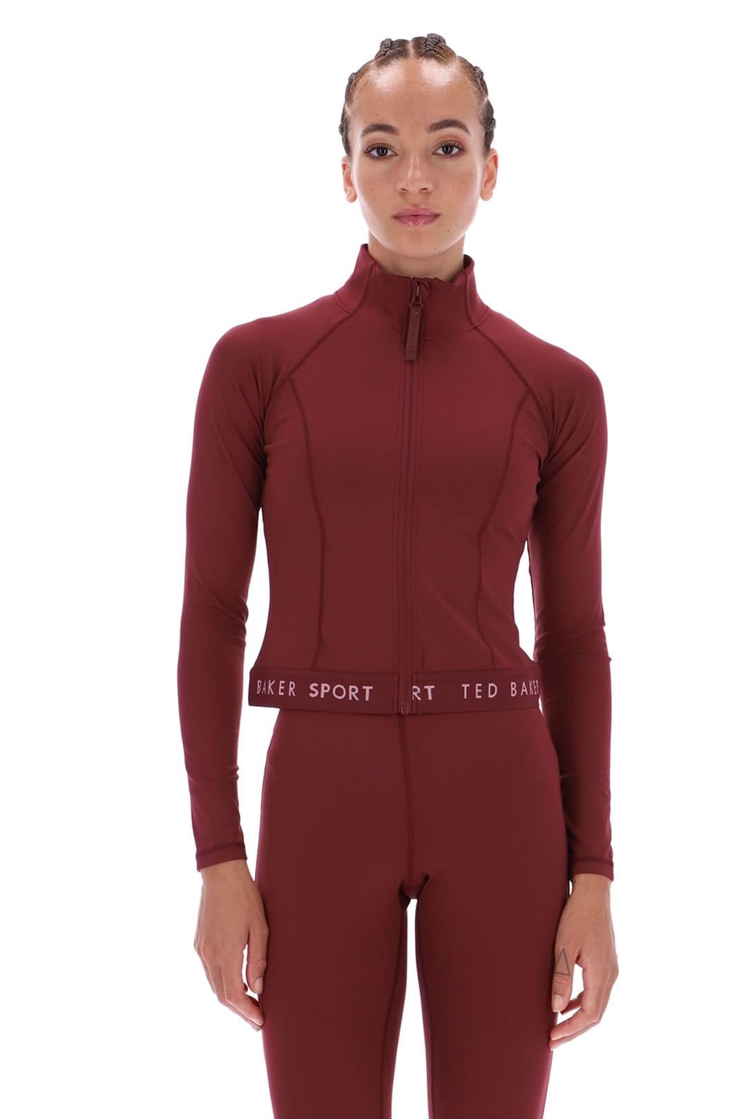 Ted Baker Women's Burgundy Cropped Zip-Up Jacket
