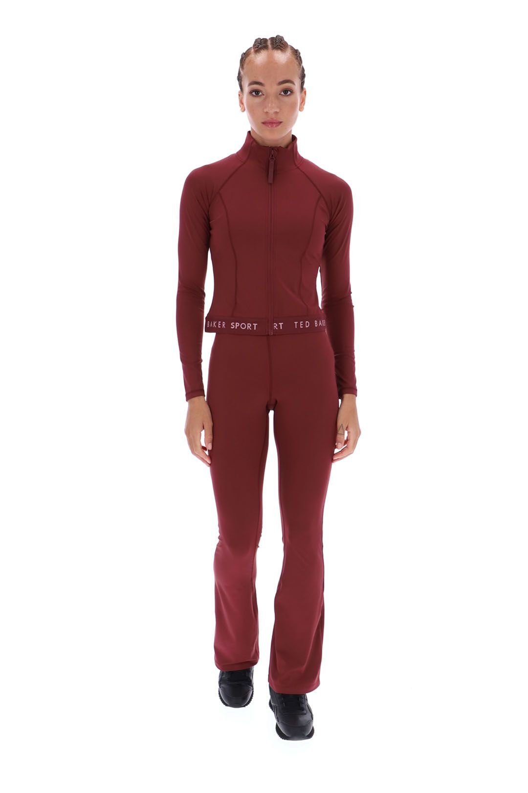 Ted Baker Ted Baker Women's Tb Sport Maria Essentials Cropped Zip-Up Jacket Burgundy - 3