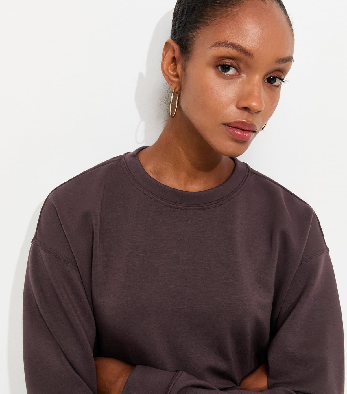 New Look Women's Premium Dark Burgundy Crew Neck Sweatshirt New Look