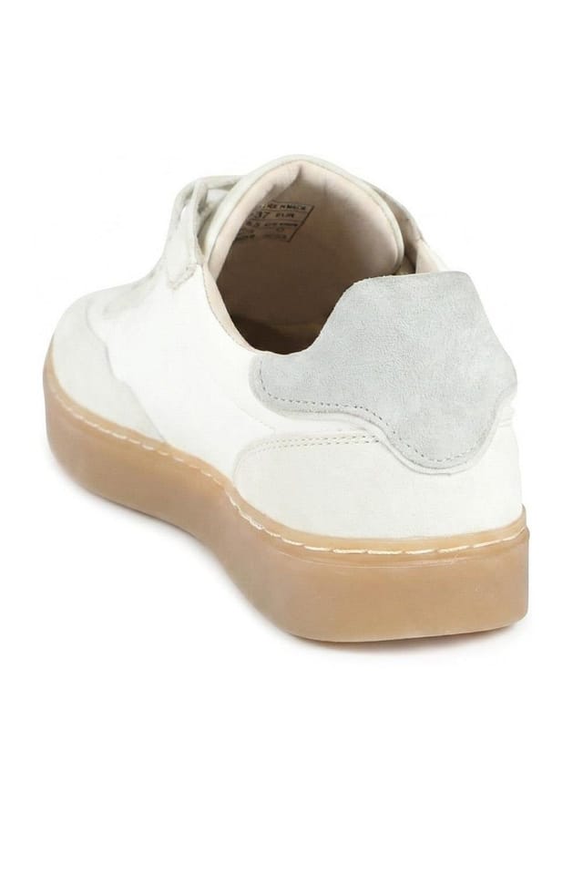 Jones Bootmaker Jones Bootmaker Women's Blanca Leather Lace Up Gum Sole Trainers in Beige - 3
