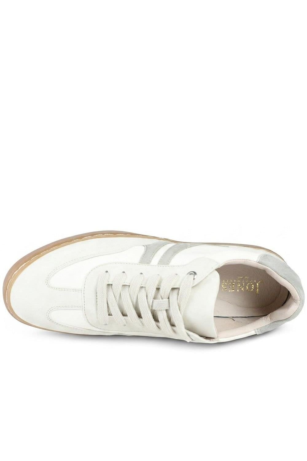 Jones Bootmaker Jones Bootmaker Women's Blanca Leather Lace Up Gum Sole Trainers in Beige - 4
