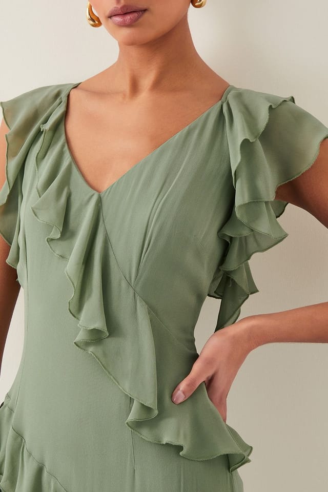 Monsoon Monsoon Women's Romy Ruffle Maxi Dress Green - 2