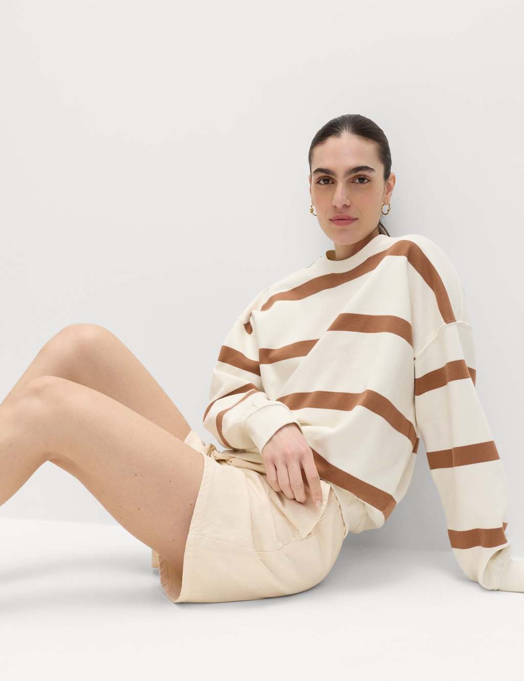 Marks & Spencer M&S Cotton Rich Shorts Ecru - 2