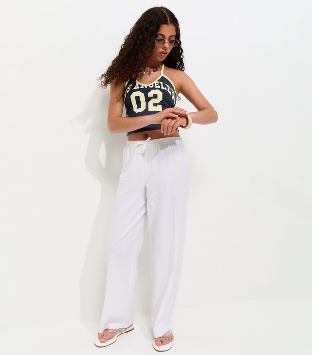 New Look Girls' Navy Cotton Rich Los Angeles 02 Print Halter Neck Top New Look - 3