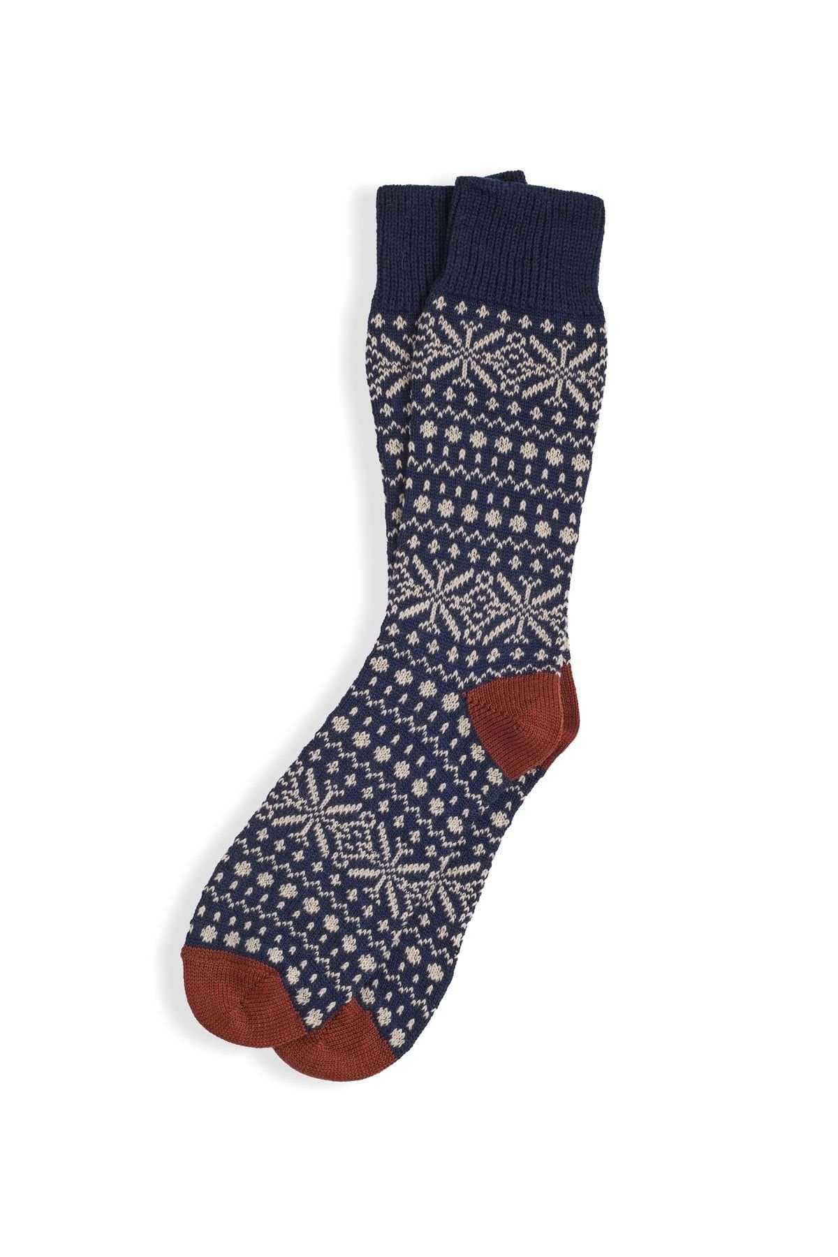 Celtic & Co Celtic & Co Men's Mens Merino Cotton Fair Isle Socks in Navy