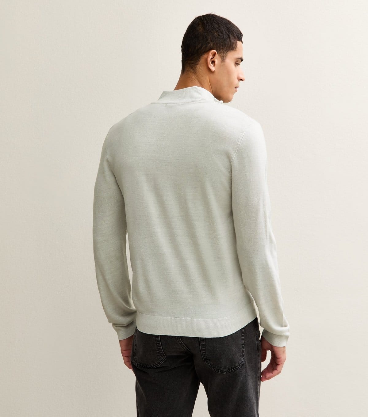 New Look Men's Grey Marl Regular Quarter Zip Long Sleeve Jumper New Look - 4