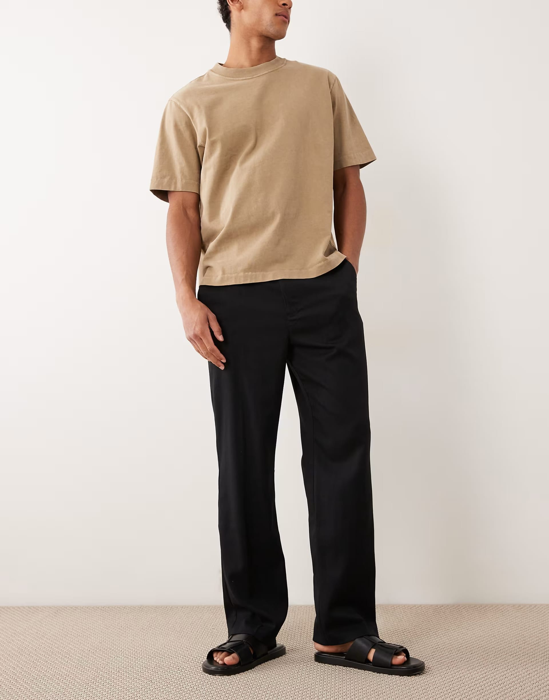 ASOS Black Baggy Tailored Pleated Trousers