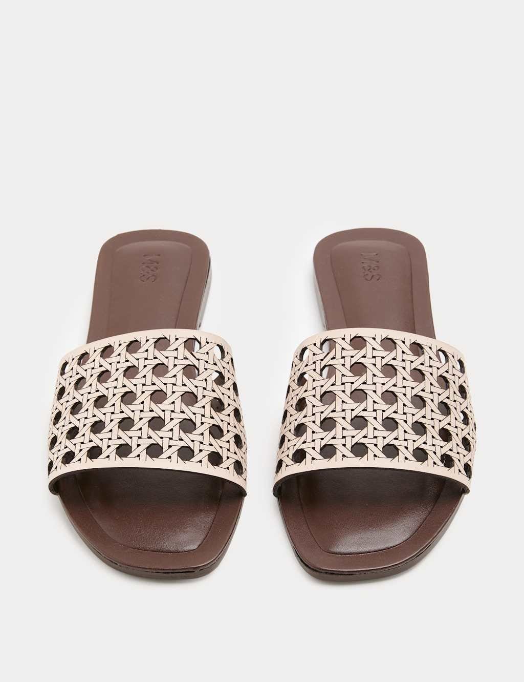 Marks & Spencer M&S Laser Cut Flat Mule Sandals Natural - 1