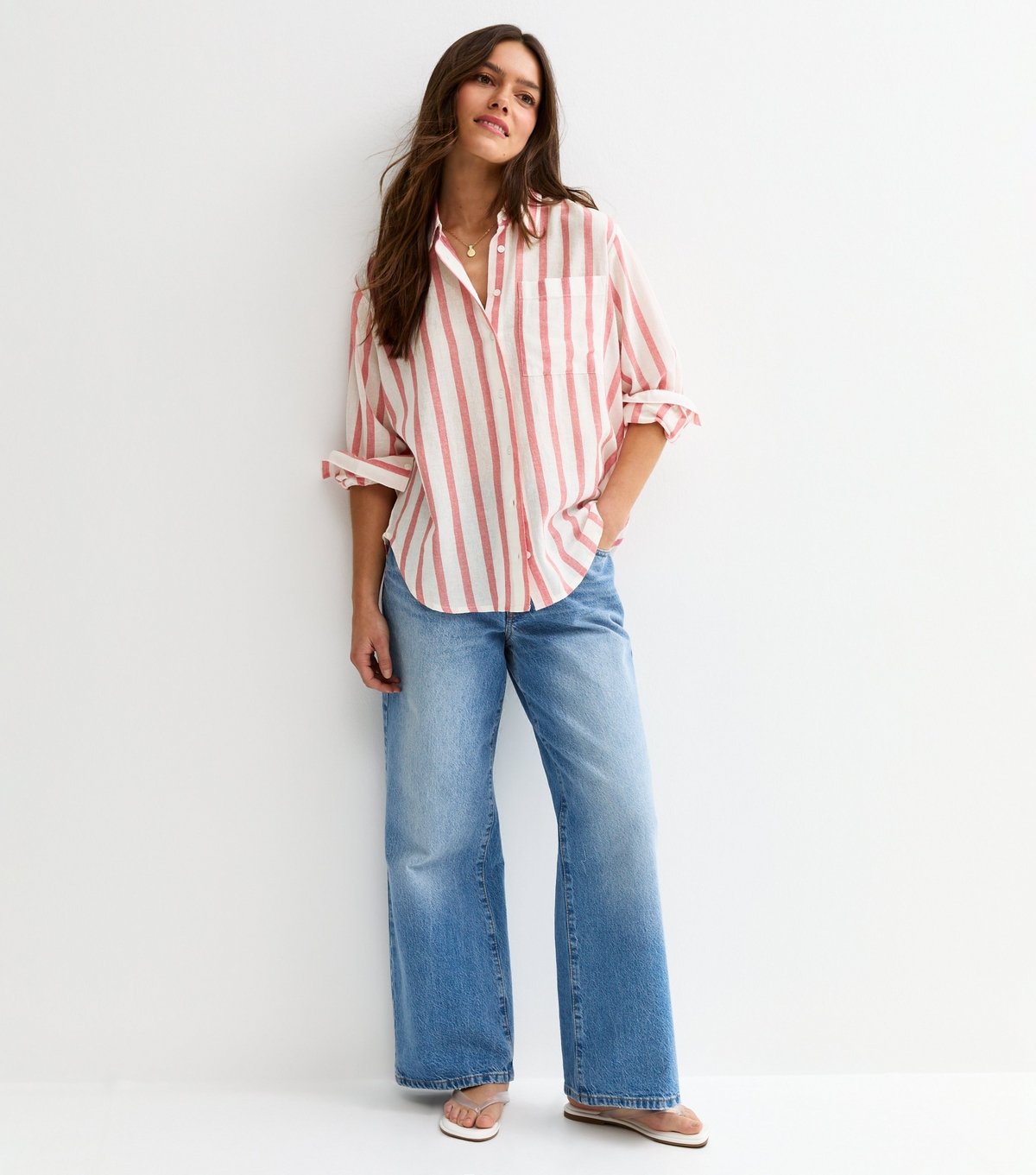 New Look Women's Petite Pink Striped Long Sleeve Shirt New Look - 3