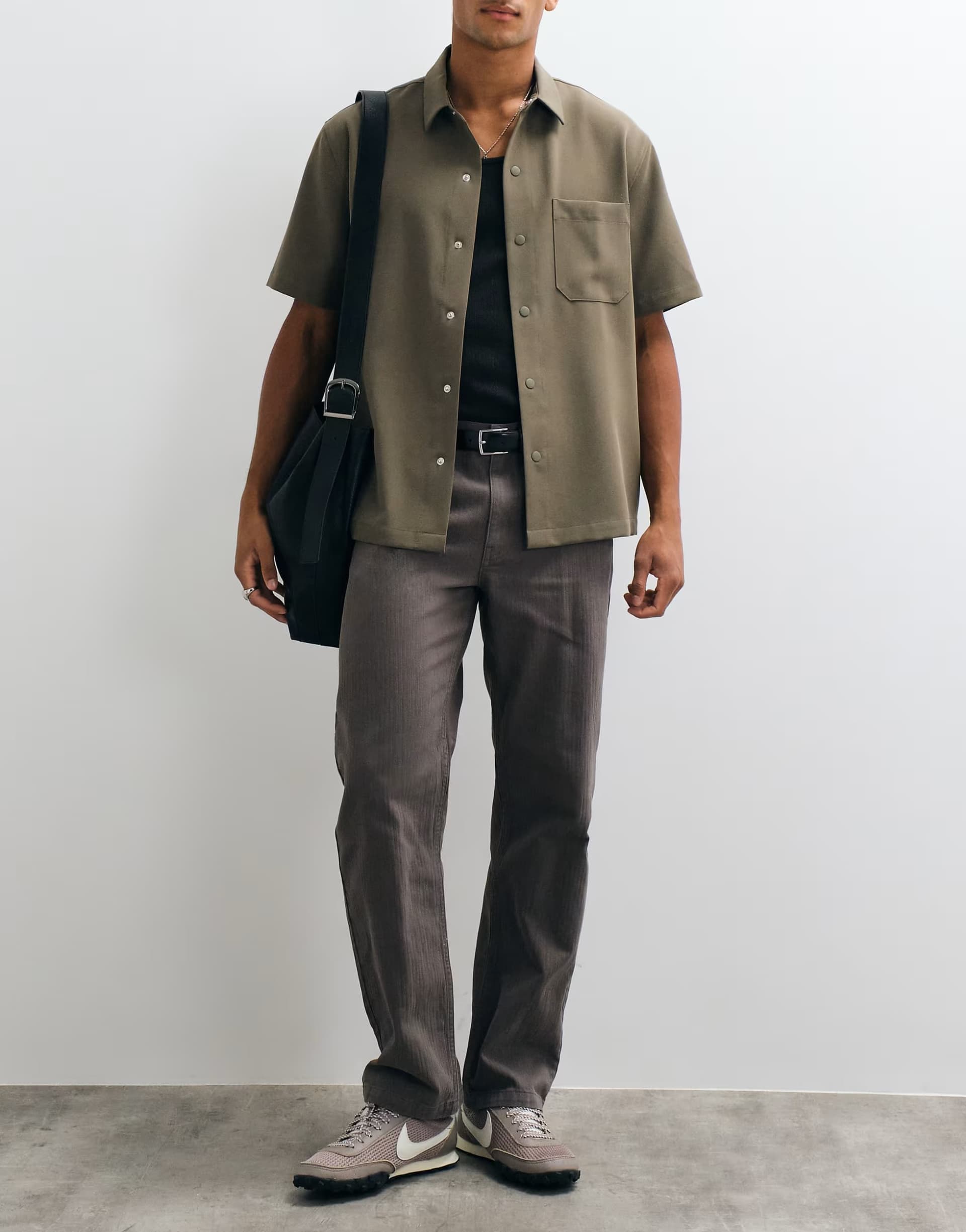 ASOS ASOS DESIGN loose trouser in grey with belt