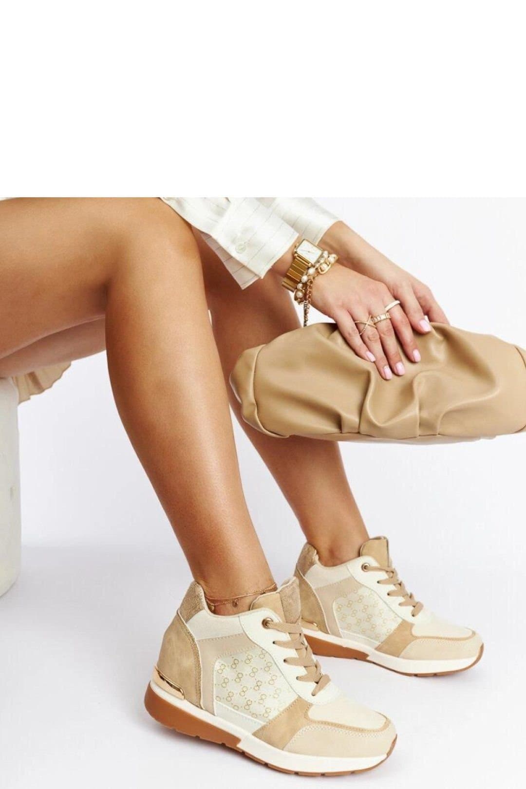 Love Lace Love Lace Women's Wedge Sneakers for Summer Everyday Wear with Chestnut Sole in Beige