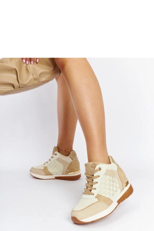 Love Lace Love Lace Women's Wedge Sneakers for Summer Everyday Wear with Chestnut Sole in Beige - 2