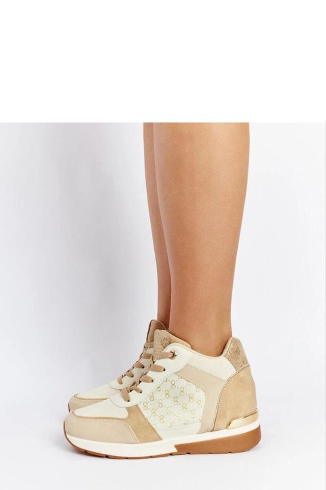 Love Lace Love Lace Women's Wedge Sneakers for Summer Everyday Wear with Chestnut Sole in Beige - 3