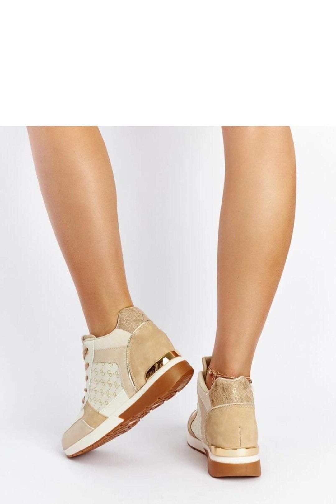 Love Lace Love Lace Women's Wedge Sneakers for Summer Everyday Wear with Chestnut Sole in Beige - 4