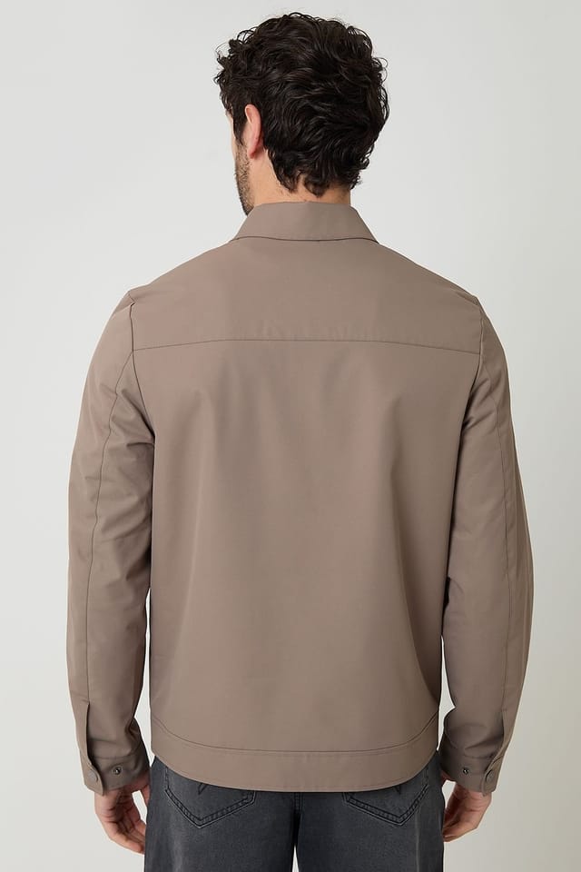 Threadbare Threadbare Men's Showerproof Lightweight Zip Through Jacket in Taupe - 2
