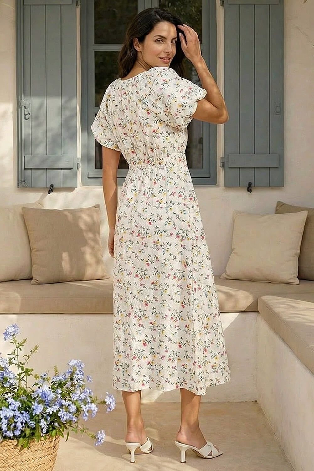 Dusk Dusk Women's Ditsy Broderie Midi Dress in White - 2