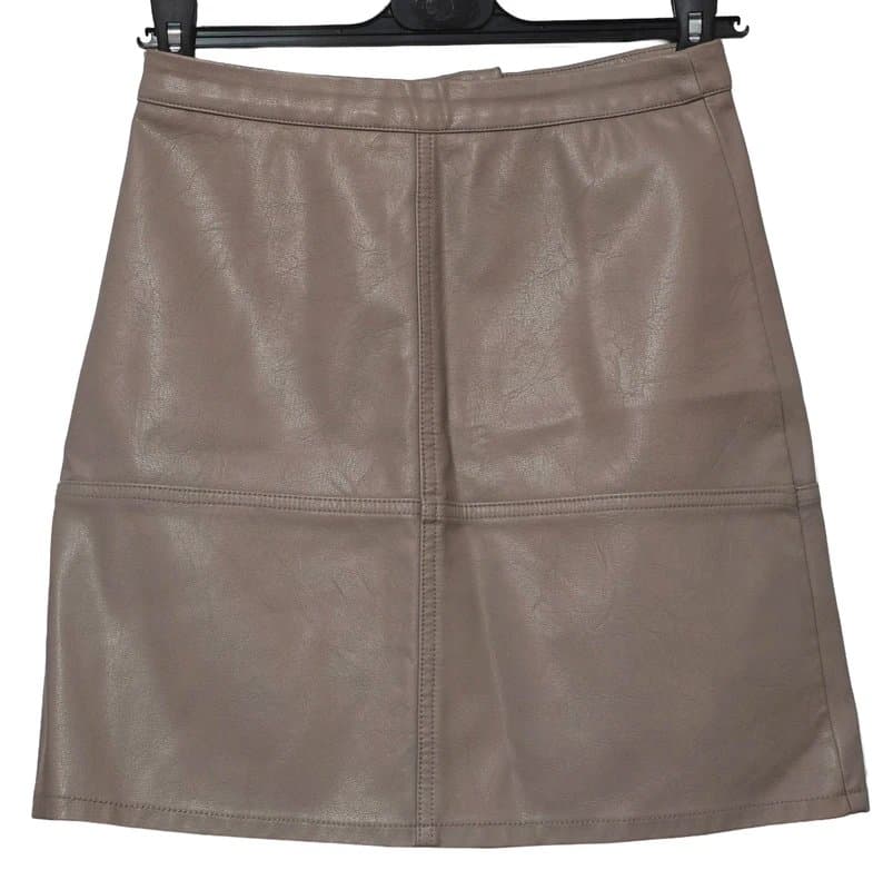 New Look New Look Beige Faux Leather Mini Skirt Size 6