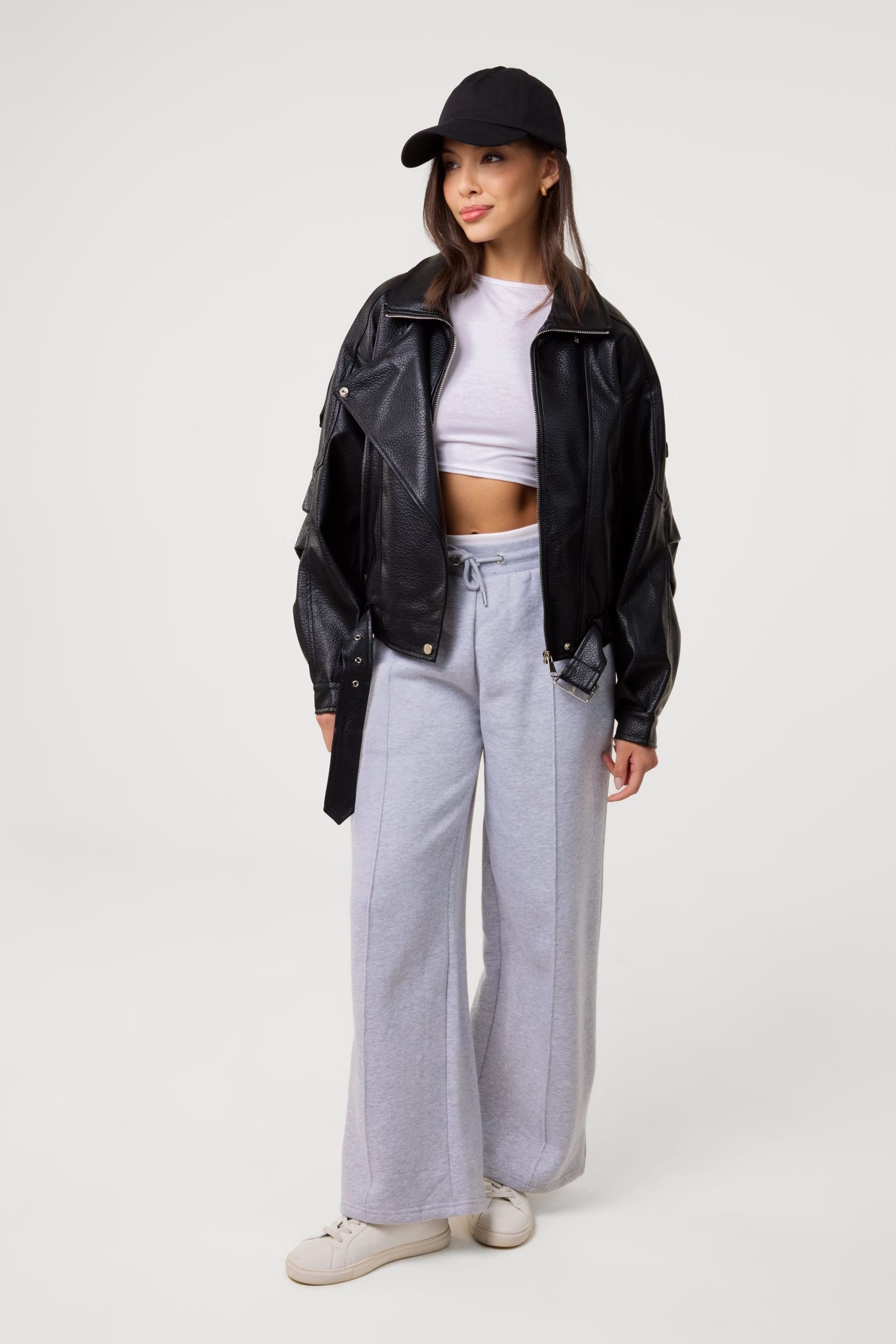 Pink Vanilla Pink Vanilla Women's Black Oversized PU Leather Jacket - 4