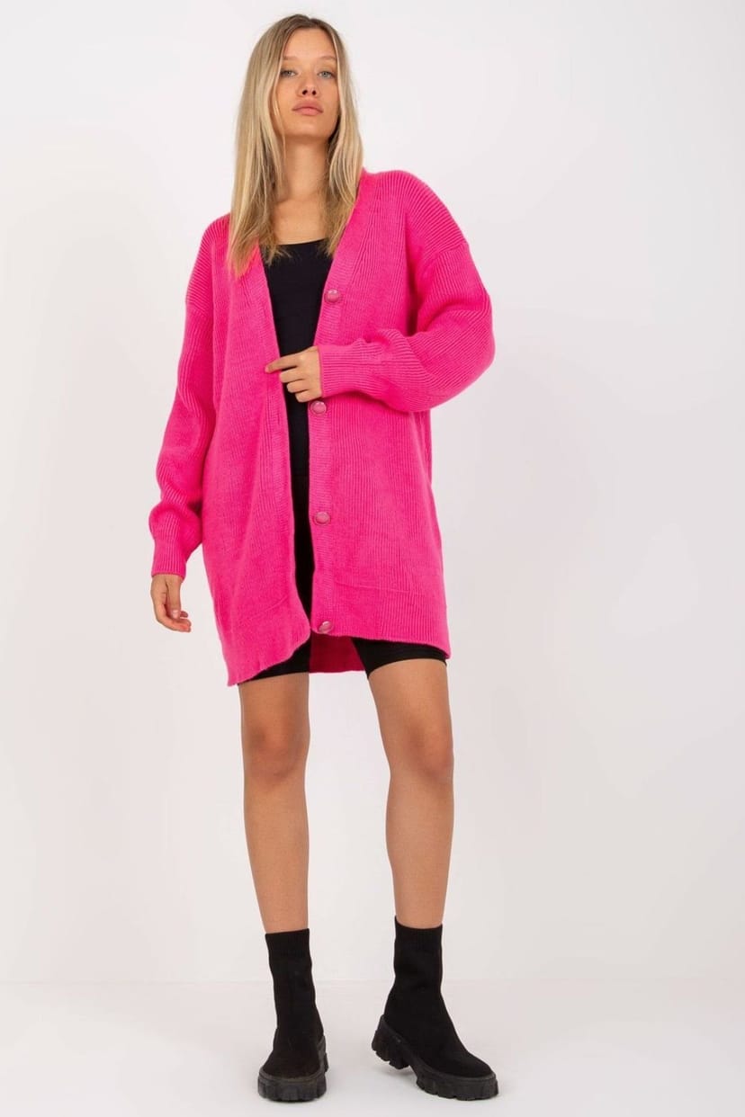 Love Lace Love Lace Women's Extended Fit Button Cardigan Long Sleeve in Pink - 1
