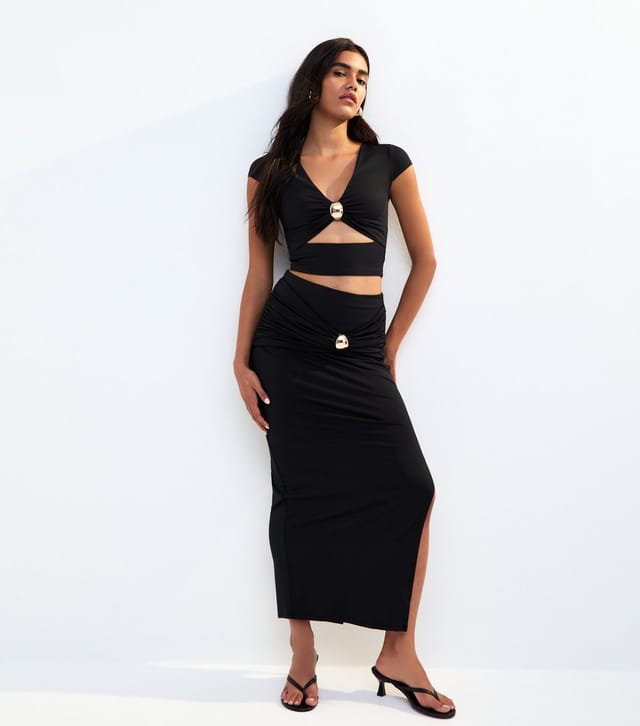 New Look Women's Black Split Hem Midi Skirt New Look - 3