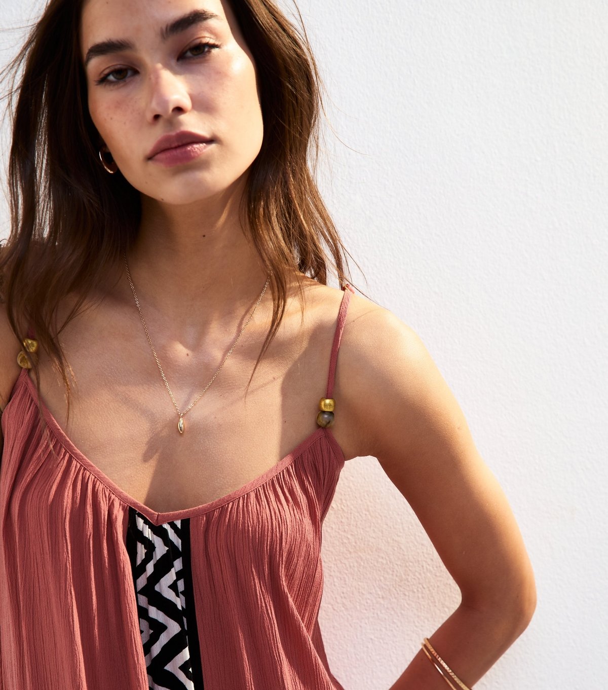 New Look Women's Rust Textured Graphic Trim Cover Up Maxi Dress New Look - 3