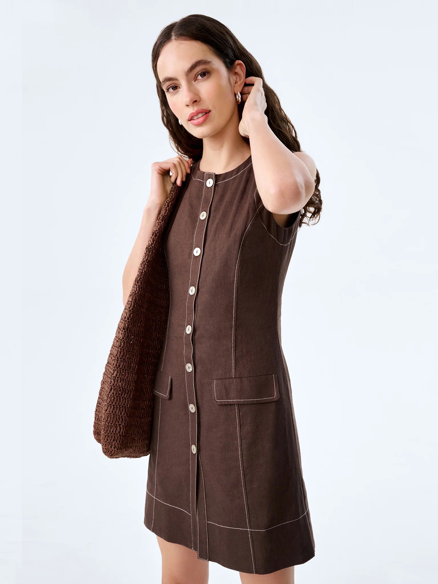 OMNES Raphi Dress in Chocolate - 3