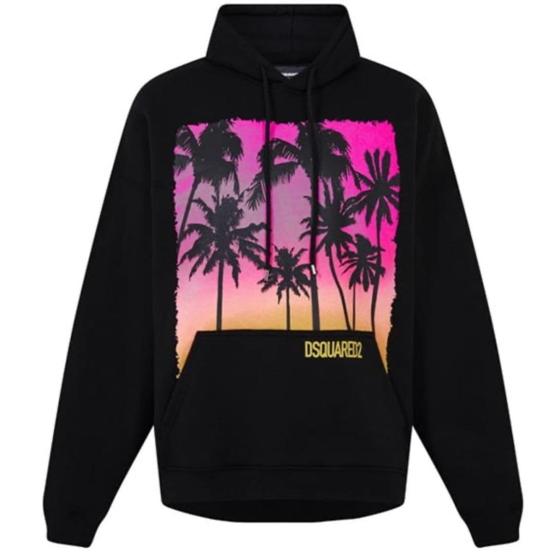 Dsquared2 Dsquared2 Men's Sunrise Design Herca Fit Black Hoodie - 1