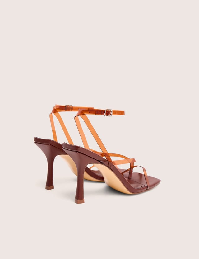 Public Desire Liberty Brown Perspex Strappy Mid Heels - 3