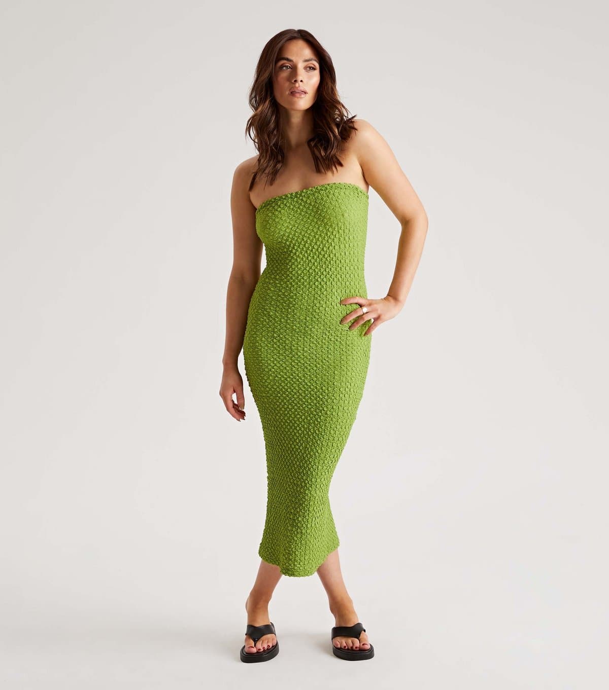 Urban Bliss Women's Light Green Textured Bandeau Midi Dress Urban Bliss New Look