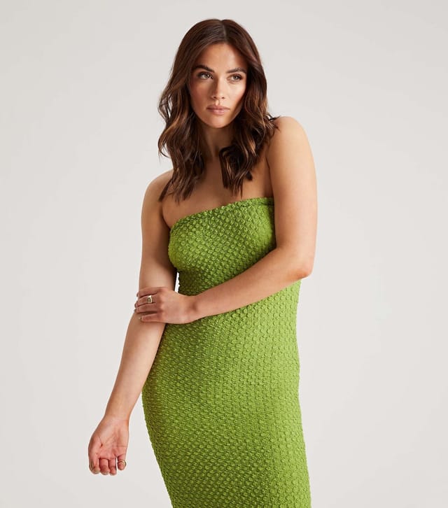 Urban Bliss Women's Light Green Textured Bandeau Midi Dress Urban Bliss New Look - 3