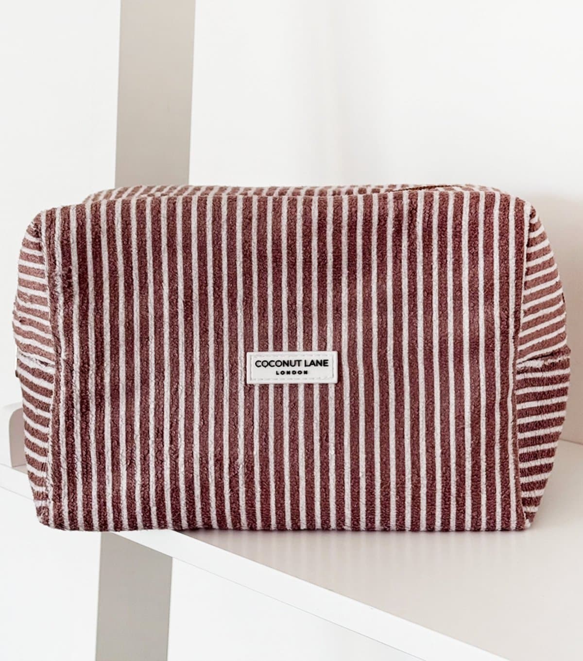 Coconut Lane Brown Stripes Towelling Makeup Bag Coconut Lane New Look