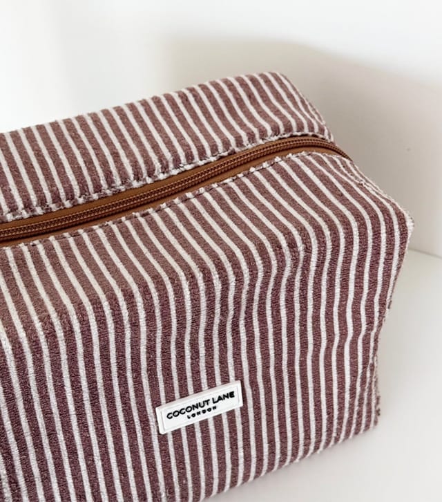 Coconut Lane Brown Stripes Towelling Makeup Bag Coconut Lane New Look - 2