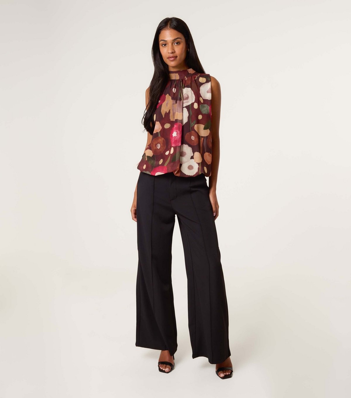 Blue Vanilla Women's Brown High Neck Puffball Hem Top Blue Vanilla New Look - 2