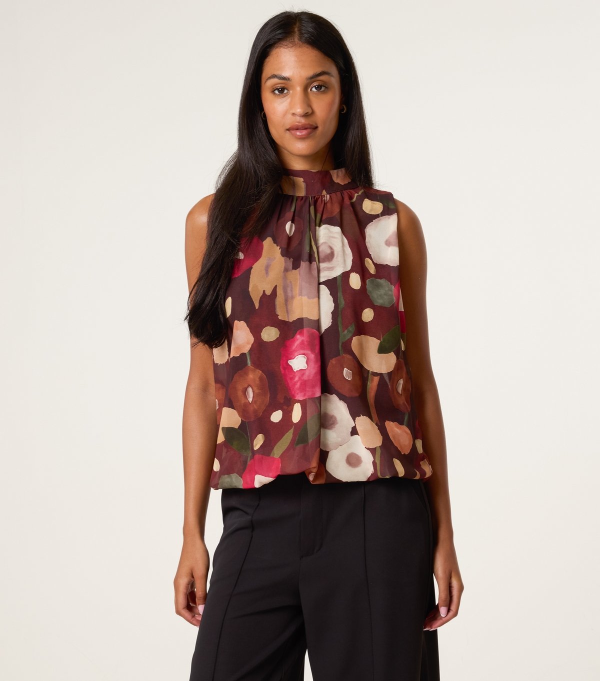 Blue Vanilla Women's Brown High Neck Puffball Hem Top Blue Vanilla New Look - 3