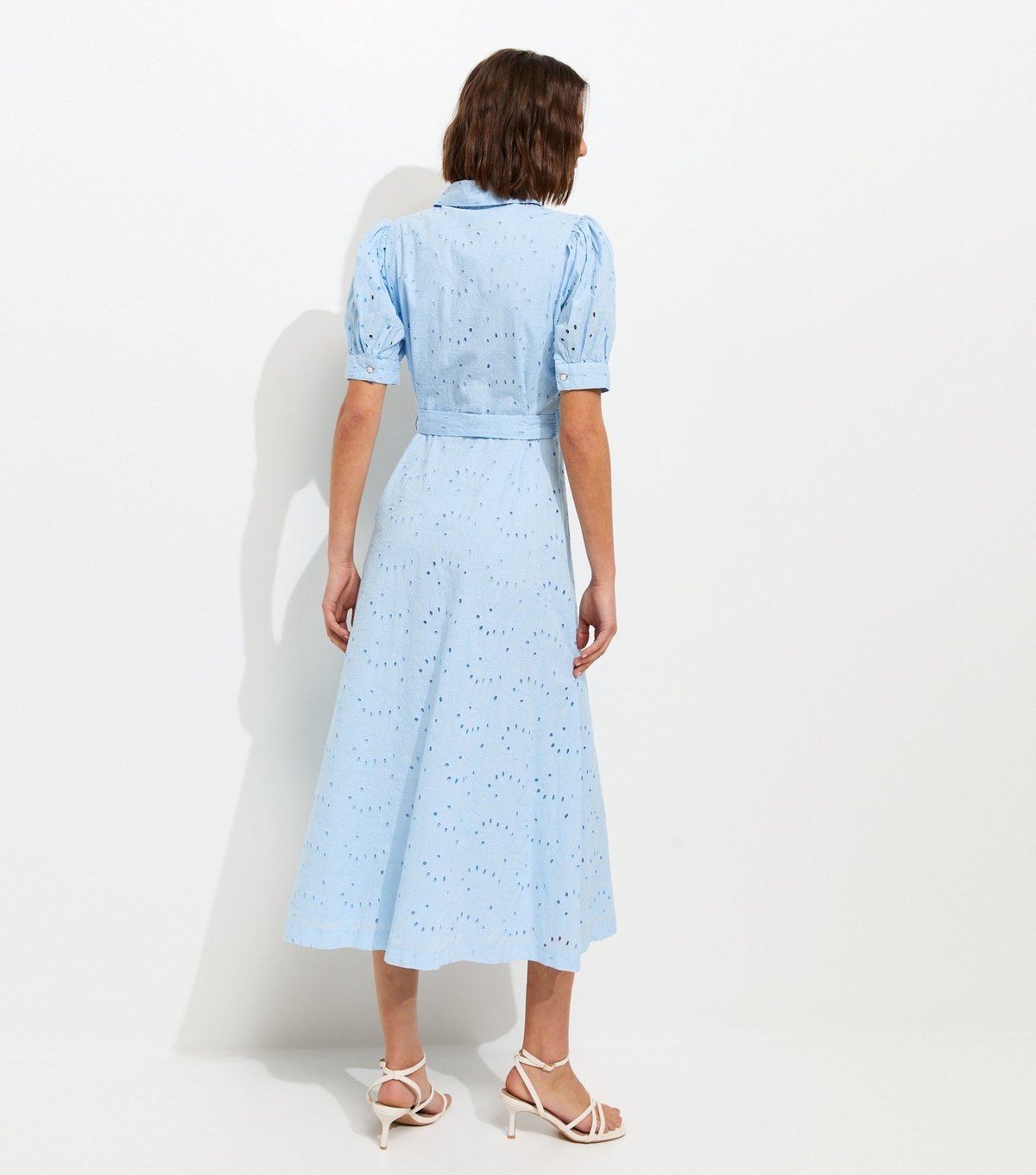 New Look Women's Bright Blue Broderie Shirt Midi Dress New Look - 4