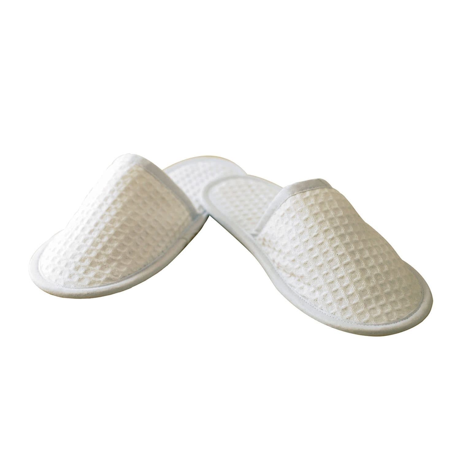 Towel City Towel City Men's Waffle Slippers in White